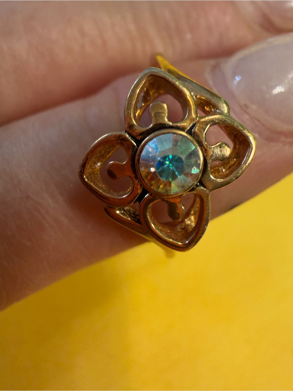 Park Lane Gold-Tone Openwork Flower Ring – Size 8